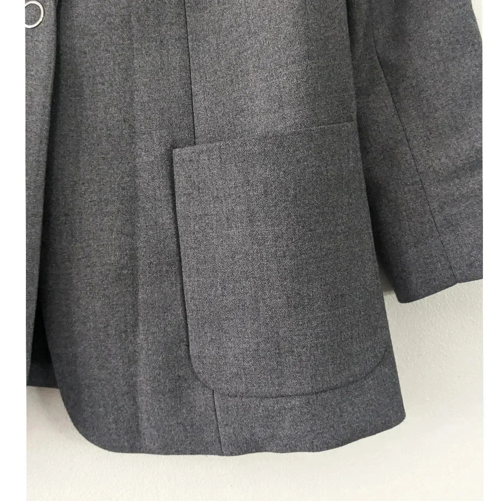 Elie Tahari Gray Leather Collar Blazer - Picture 3 of 9